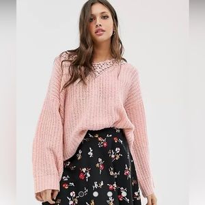 ASOS Pieces lace v neck knit jumper